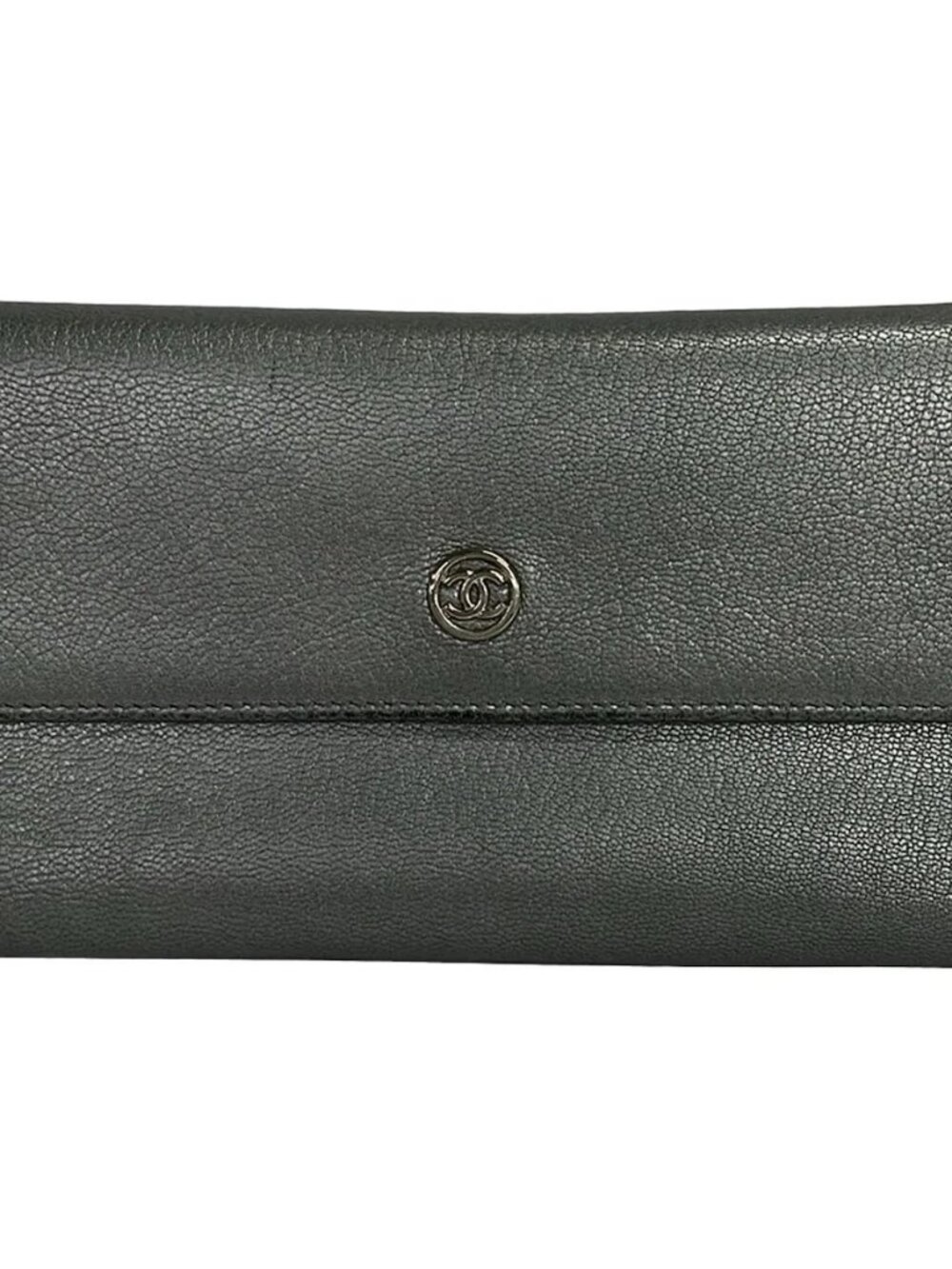 CHANEL A33922 Silver Leather Long Wallet